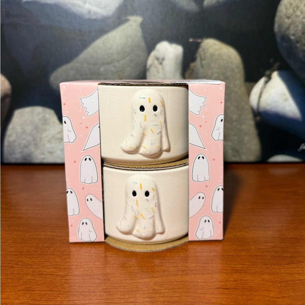 CONFETTI GHOSTS Set of 2 HALLOWEEN Ramekins